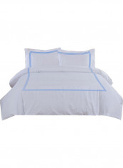 3-Piece Duvet Set Cotton White/Blue 53 x 78inch reviews 3-Piece Duvet Set Cotton White/Blue 53 x 78inch
