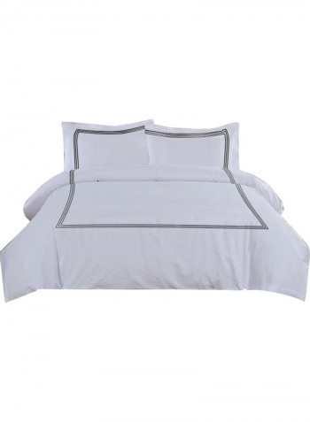 3-Piece Duvet Cover Set Cotton White/Black 78 x 78inch