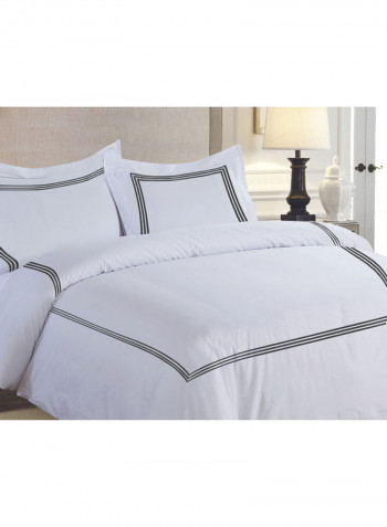 3-Piece Duvet Cover Set Cotton White/Black 78 x 78inch