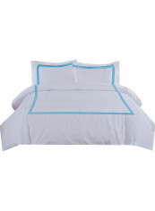 3-Piece Duvet Cover Set Cotton White/Blue 78 x 78inch