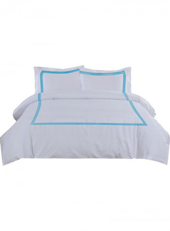3-Piece Duvet Cover Set Cotton White/Blue 78 x 78inch