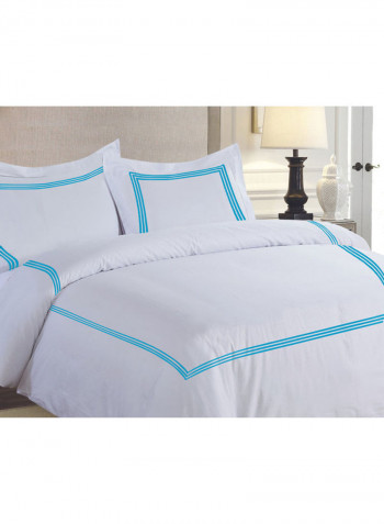 3-Piece Duvet Cover Set Cotton White/Blue 78 x 78inch