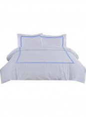 3-Piece Duvet Cover Set Cotton White/Blue 86 x 90inch