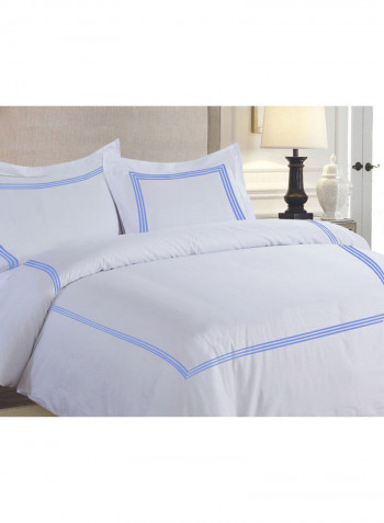 3-Piece Duvet Cover Set Cotton White/Blue 86 x 90inch