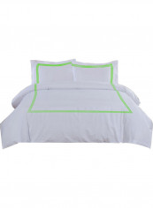 3-Piece Duvet Cover Set Cotton White/Green 114 x 96inch
