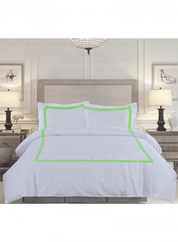 3-Piece Duvet Cover Set Cotton White/Green 114 x 96inch