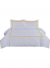 3-Piece Duvet Cover Set Cotton White/Yellow 114 x 96inch