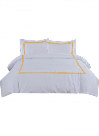 3-Piece Duvet Cover Set Cotton White/Yellow 114 x 96inch