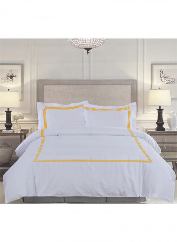 3-Piece Duvet Cover Set Cotton White/Yellow 114 x 96inch