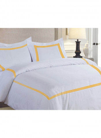 3-Piece Duvet Cover Set Cotton White/Yellow 114 x 96inch