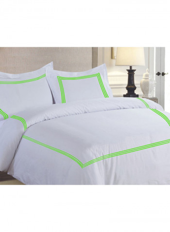3-Piece Duvet Set Cotton Green/White 102 x 86inch