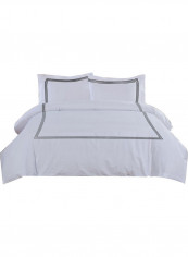 3-Piece Duvet Set Cotton White/Black 102 x 86inch