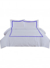 3-Piece Duvet Set Cotton White/Purple 86 x 90inch