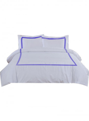 3-Piece Duvet Set Cotton White/Purple 86 x 90inch