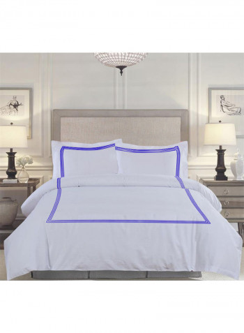 3-Piece Duvet Set Cotton White/Purple 86 x 90inch