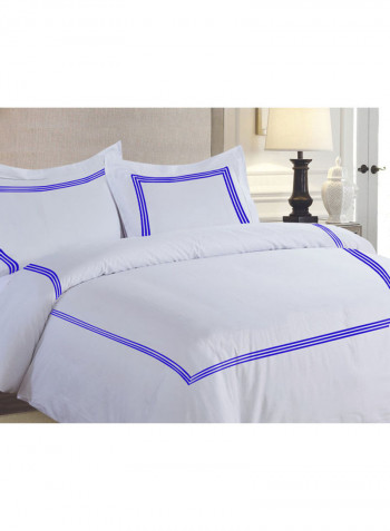 3-Piece Duvet Set Cotton White/Purple 86 x 90inch