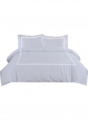 3-Piece Duvet Set with Embroidery Cotton Grey/White 53 x 78inch