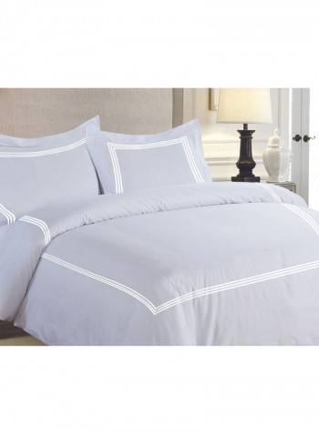 3-Piece Duvet Set with Embroidery Cotton Grey/White 53 x 78inch