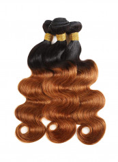 3-Piece Brazilian Wavy Virgin Human Hair Extension Brown/Black 2X1.02X0.98inch
