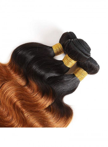 3-Piece Brazilian Wavy Virgin Human Hair Extension Brown/Black 2X1.02X0.98inch