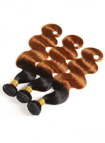 3-Piece Brazilian Wavy Virgin Human Hair Extension Brown/Black 2X1.02X0.98inch
