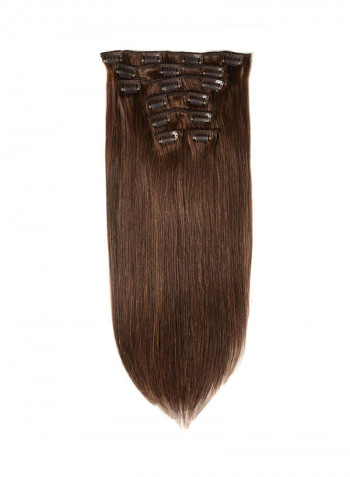 7-Piece Medium Straight Clip-in Human Hair Extension Brown 22inch