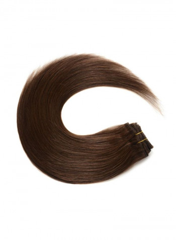 7-Piece Medium Straight Clip-in Human Hair Extension Brown 22inch