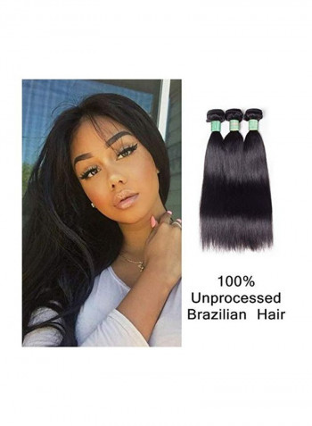 Pack Of 3 Unprocessed Brazilian Silky Straight Hair Extension Black