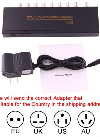 SD-SDI/HD-SDI/3G-SDI Video Splitter Black