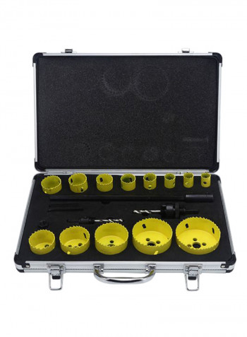 17-Piece Bi-Metal Hole Saw Set With Case Yellow/Black/Silver