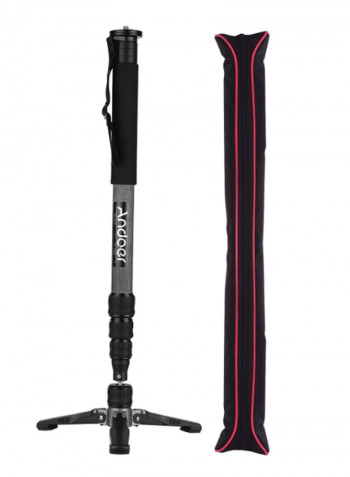 Adjustable Three-Legged Supporting Stand Camera Monopod With Case Black/Grey/Red