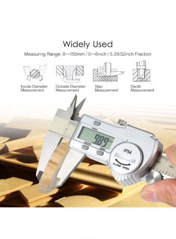 Waterproof Stainless Steel Digital Vernier Caliper With LCD Display Silver 390 x 103millimeter