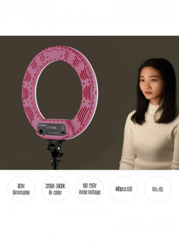 LED Fill-In Ring Light With Carrying Bag 18inch White/Black