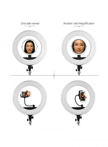 LED Fill-In Ring Light With Carrying Bag 18inch White/Black