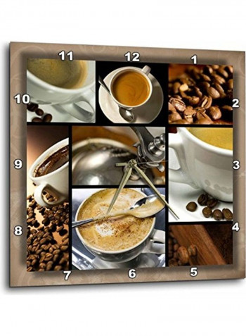 Coffee Themed Collage Wall Clock Multicolour 15x15inch