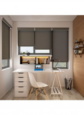 Single Mist Solar Roller Non-Blackout Window Shade Grey 220x150cm