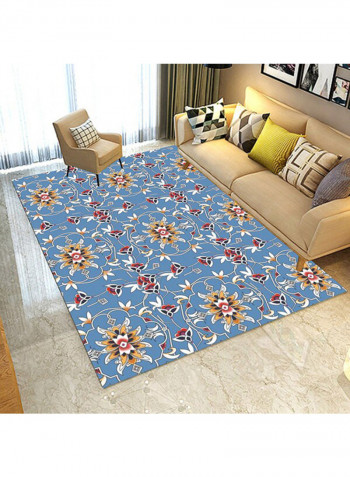 Floral Pattern Anti-Slip Carpet Blue 120 x 160cm