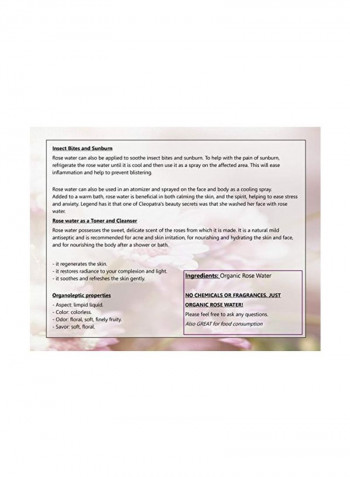 Organic Moroccan Rose Water 4ounce