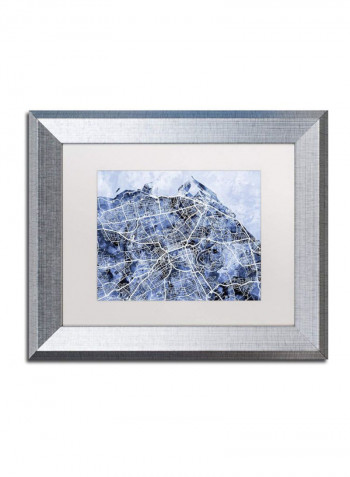 Edinburgh Street Map B And W Silver Framed Wall Art Multicolour 11 x 14inch