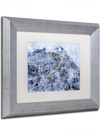 Edinburgh Street Map B And W Silver Framed Wall Art Multicolour 11 x 14inch