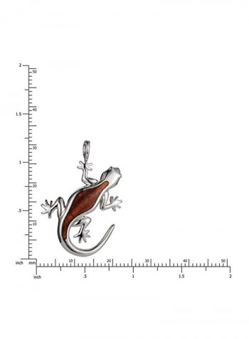 925 Sterling Silver Koa Wood Gecko Pendant Necklace