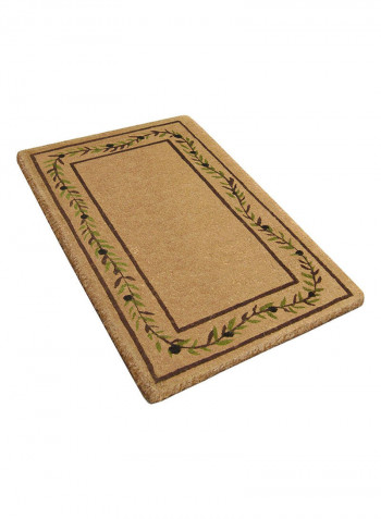 Olive Branch Border Plain Doormat Beige/Brown/Green 22 x 36inch