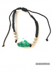 LA Roca Natural Colombian Emerald With Pure Silver Beads Handmade Bracelet