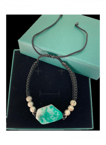 LA Roca Natural Colombian Emerald With Pure Silver Beads Handmade Bracelet