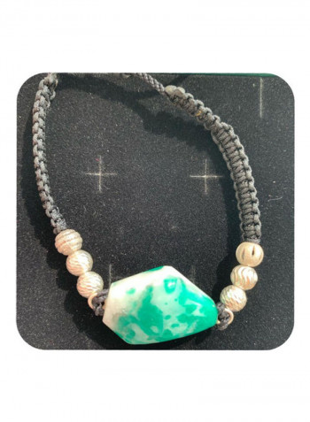 LA Roca Natural Colombian Emerald With Pure Silver Beads Handmade Bracelet