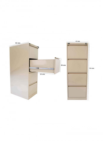 4-Drawer Steel Filling Cabinet Beige