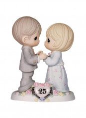 25th Anniversary Porcelain Figurine Pink/White 5x4x2.5inch