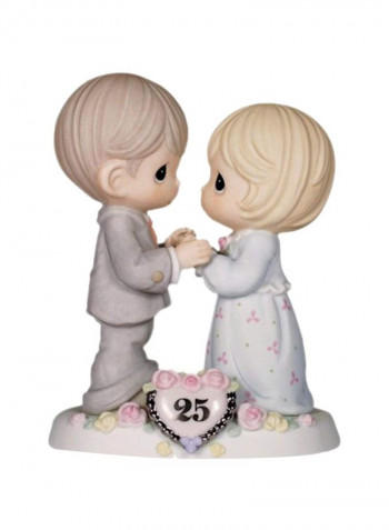 25th Anniversary Porcelain Figurine Pink/White 5x4x2.5inch