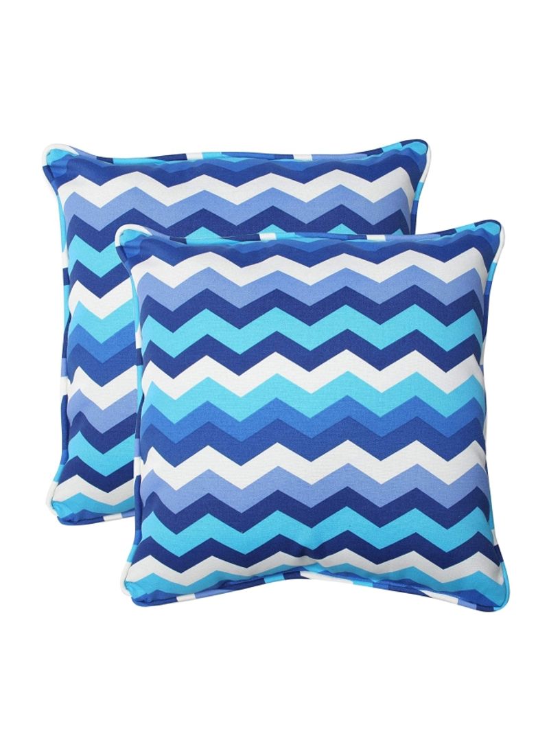 2-Piece Panama Wave Throw Pillow Blue/White 18.5x18.5x5inch