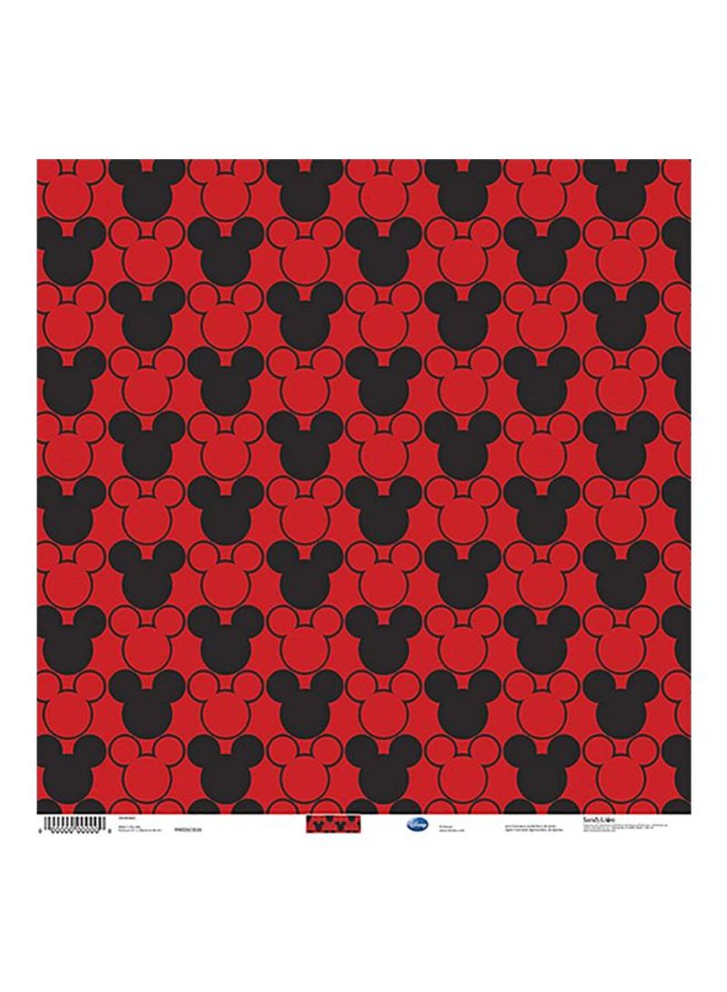 25-Piece Mickey Mouse Printed Scrapbook Paper Black/Red